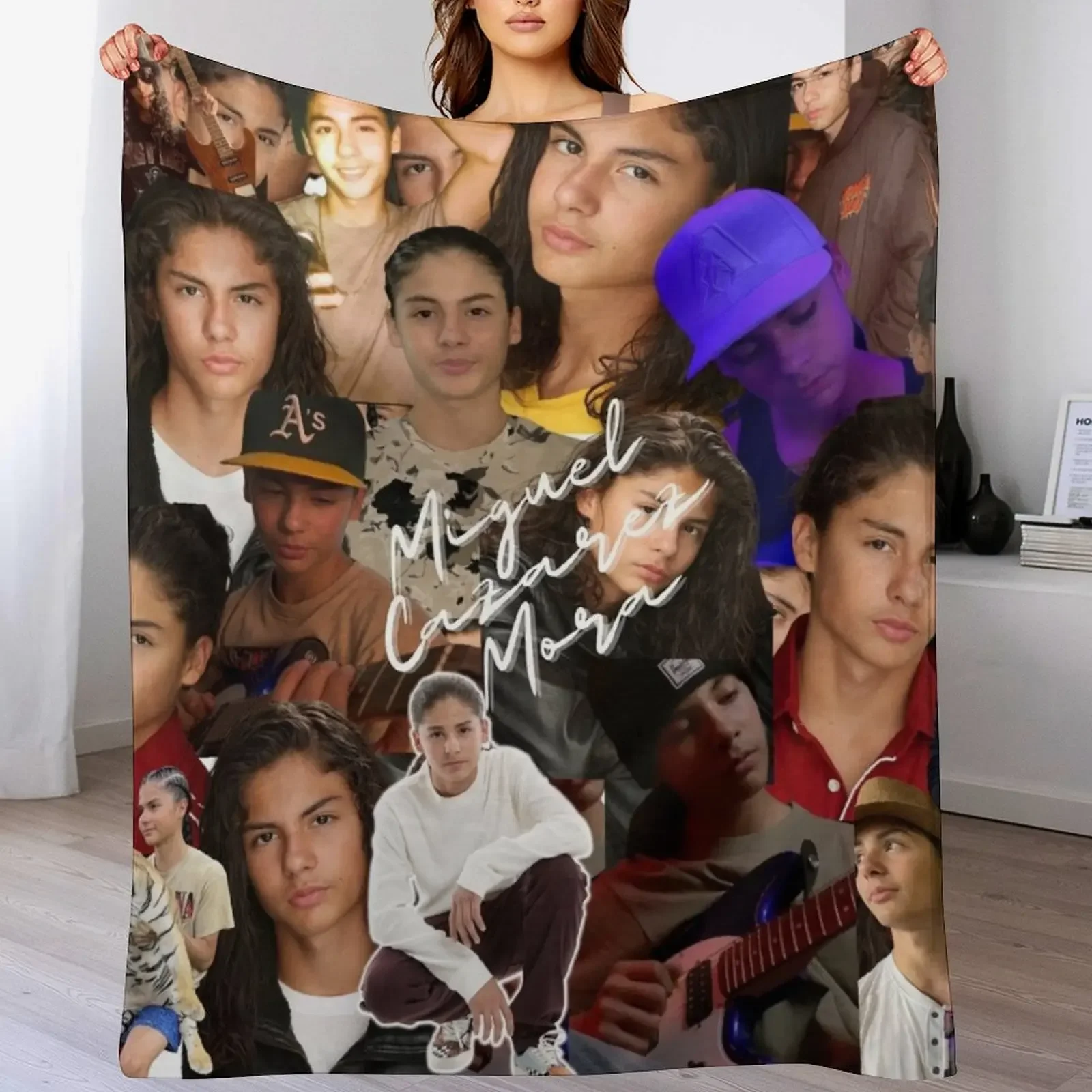 

Miguel Cazarez Mora Seamless Collage with Signature - 2 Throw Blanket Soft Home Decor Blanket for Couch Bedroom