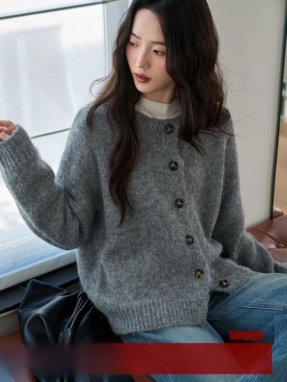 

Женский вязаный кардиган MoZa ey с одной пуговицей, свободного кроя, осенне-зимнее модное пальто для стройности фигуры