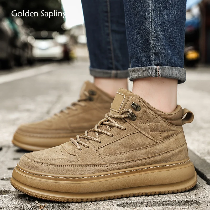 

Golden Sapling Retro Winter Boots for Men Fashion Platform Shoes Comfortable Men's Boot Leisure Ankle Shoe Casual Work Footwear
