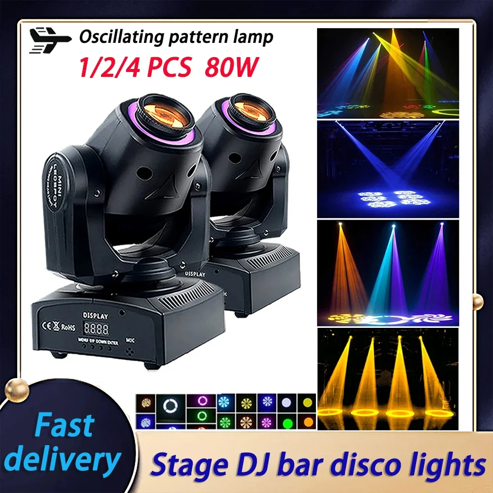 

2024 LED Lights DJ Disco Shaking Head Flash 1/2/4PC 80W Moving Head Spotlight Pattern Lights Bar Club Performance Event Ballroom