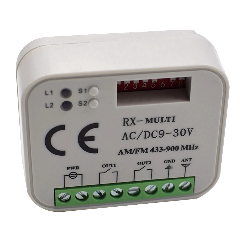 Receptor de controle remoto para porta de garagem, interruptor controlador de 2 canais para 433 868 mhz, transmissor rx multifrequência 433-900mhz