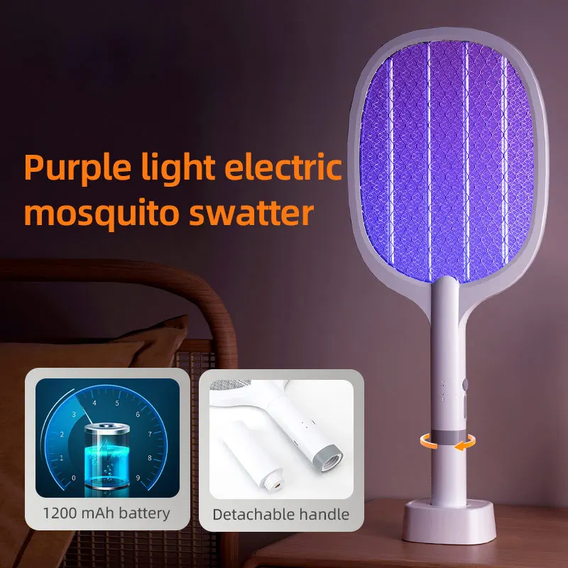 Electric Mosquito Swatter, Mosquito Killer Lamp, Two-In-One Mosquito Killer, Household Purple Light Mosquito Killer Swatter