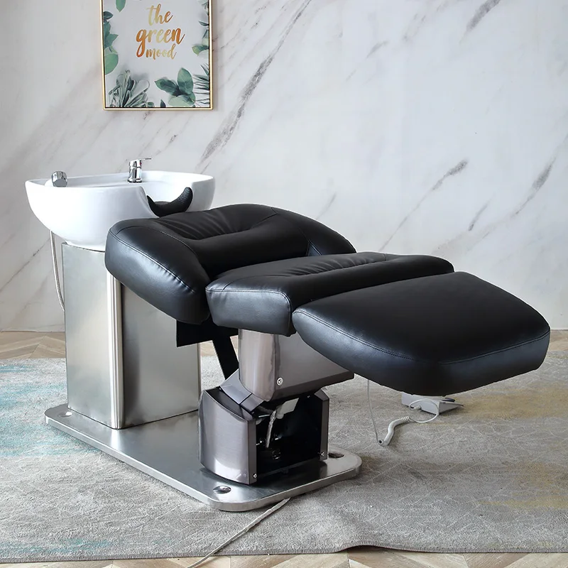 Electric shampoo bed lift and rotate beauty salon massage physiotherapy bed barber shop flush scalp care Salon Furniture