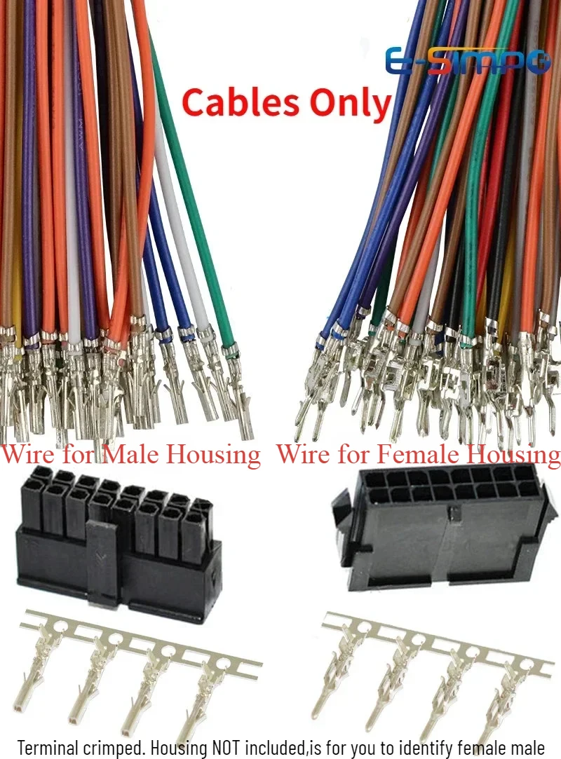 100PCS Molex 3.0mm Small 5557/5559 43025 Male Female Docking Terminal Crimp Wire 20cm 20AWG Single Head Electronic Cable Harness