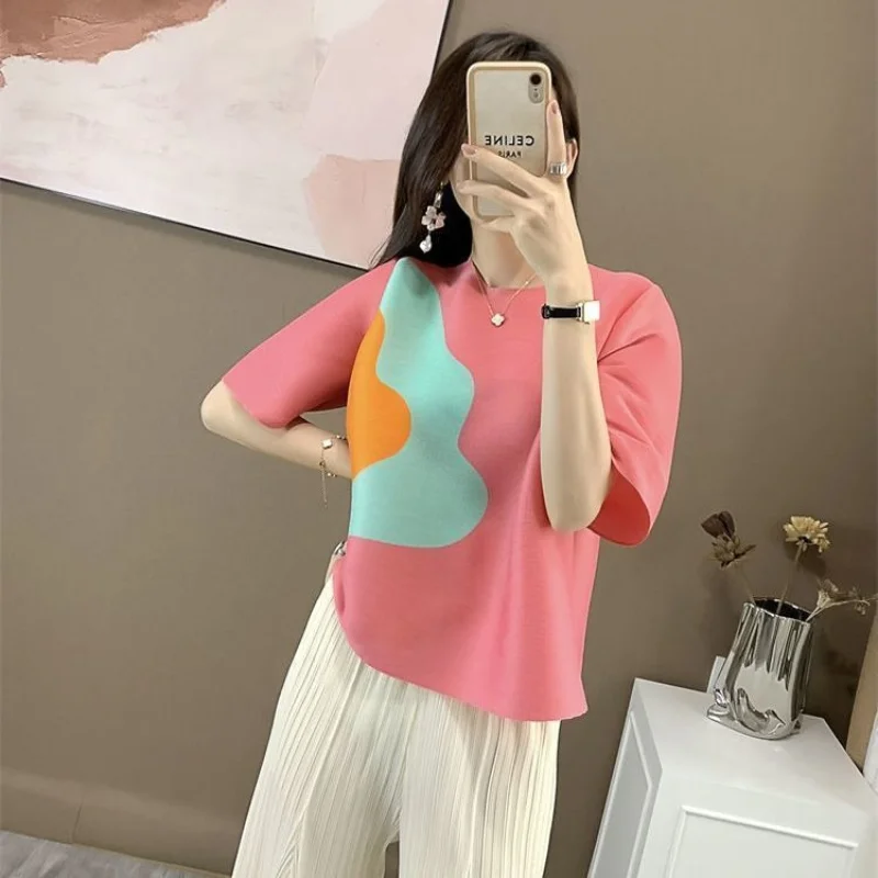 

Summer Casual Fashion Loose Short Sleeve Simple Fashion Fresh T shirt Top 2023 New Slim O Neck Printed T-shirt Women Clothing