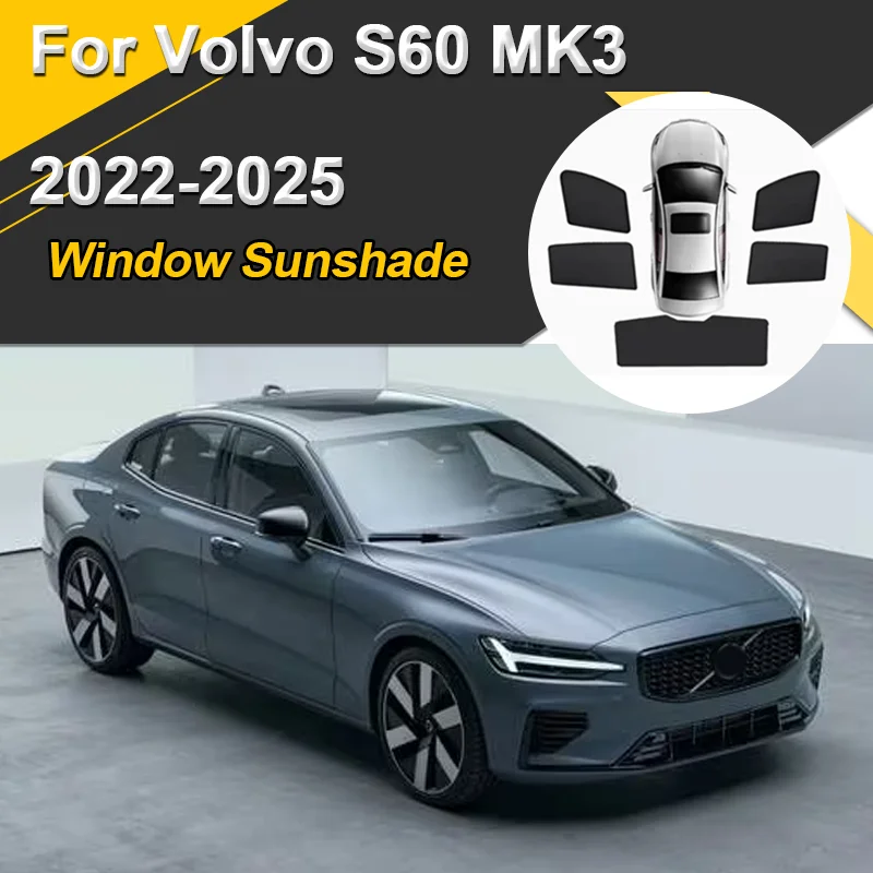 

Автомобильные солнцезащитные козырьки для Volvo S60 MK3 B4 B5 2022-2025, солнцезащитные козырьки, защита конфиденциальности, магнитная теплоизоляция, аксессуары для оконных козырьков
