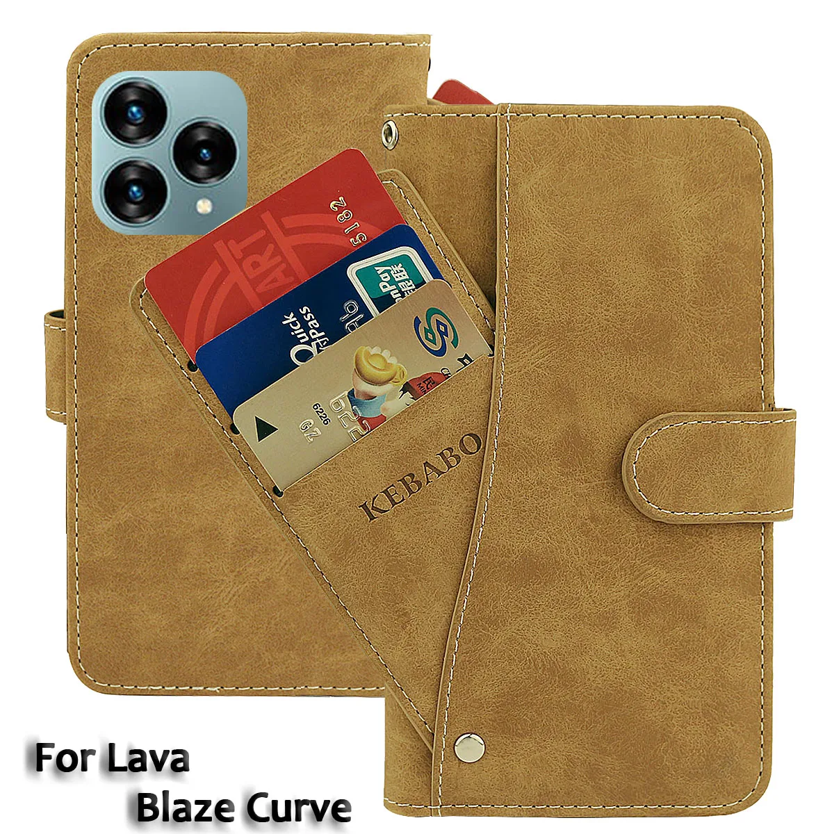 Vintage Leather Wallet Lava Blaze Curve Case 6.67