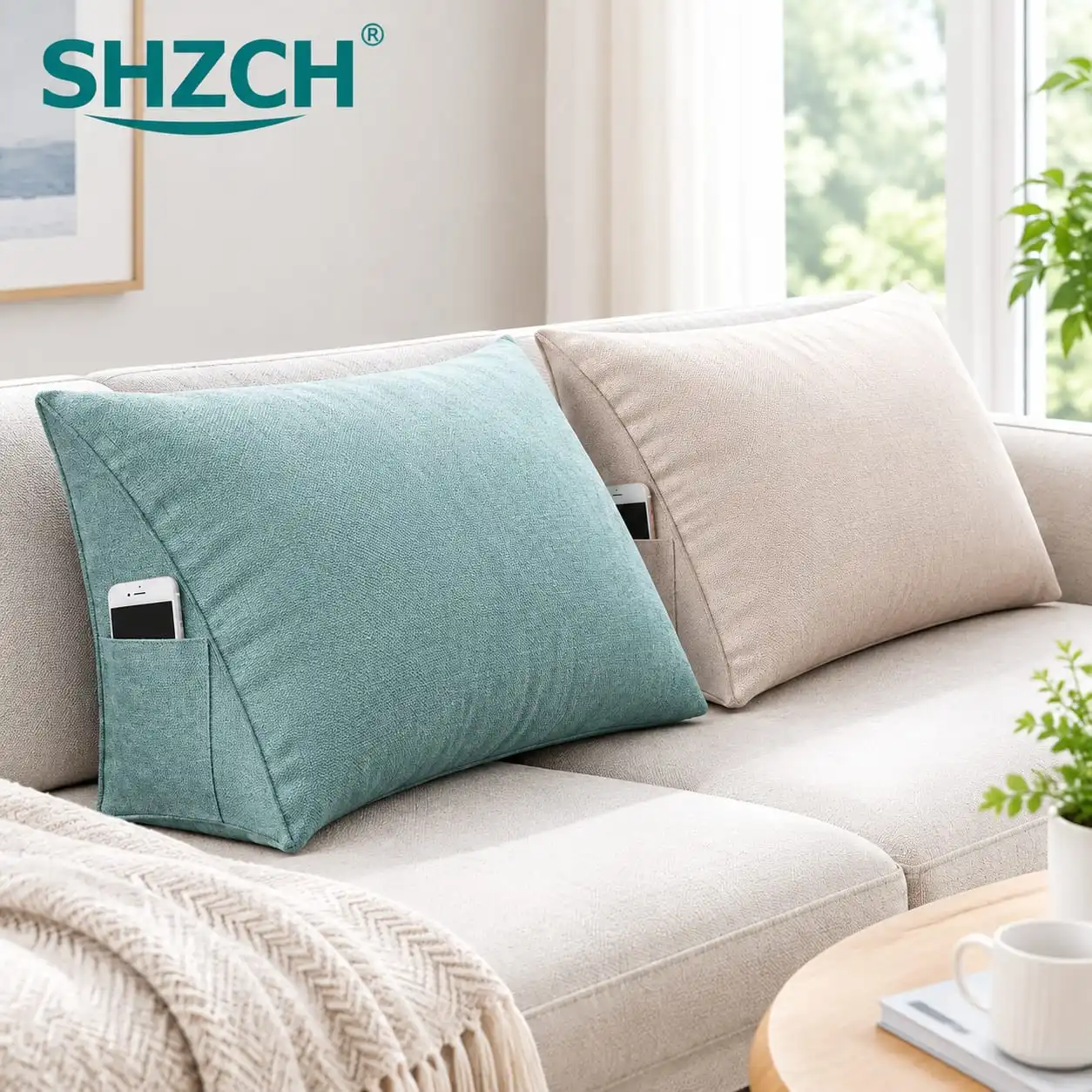 Headboard Wedge Pillow Bed Sofa Rest Reading Pillow Bolster Triangular Pillow Sitting in Bed-Backrest Positioning Support