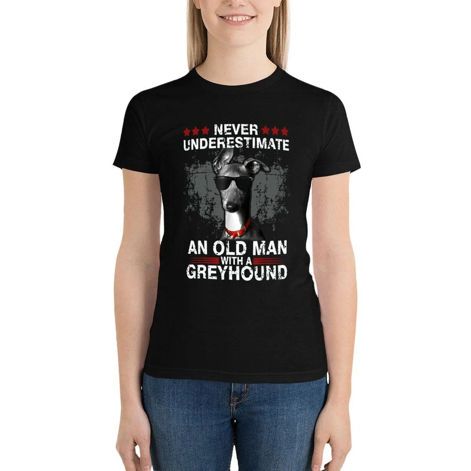 Never Underestimate An Old Man Greyhound Dog Tshirt T-Shirt tops summer top anime clothes t-shirts for Women loose fit