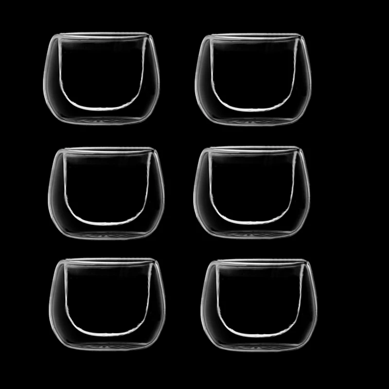 Chiński styl 6-częściowy dwuwarstwowy izolowany szklany kubek do herbaty Volda Domowy zestaw mini kubków do gorącej herbaty Przezroczysty luksusowy zestaw kubków Spirits