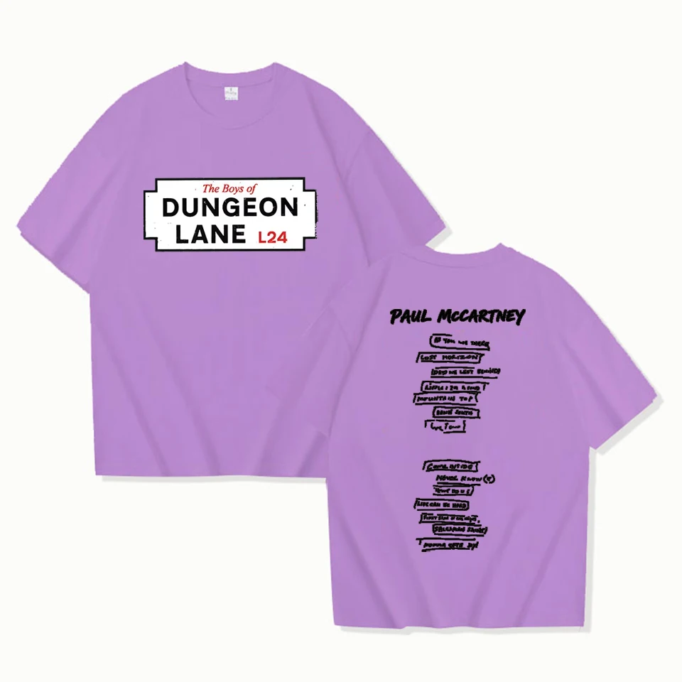 The Boys of Dungeon Lane Letter Graphic Men's Women T-shirt Singer Paul McCartney Graphic Neutral Shirt Summer Casual Loose Tees