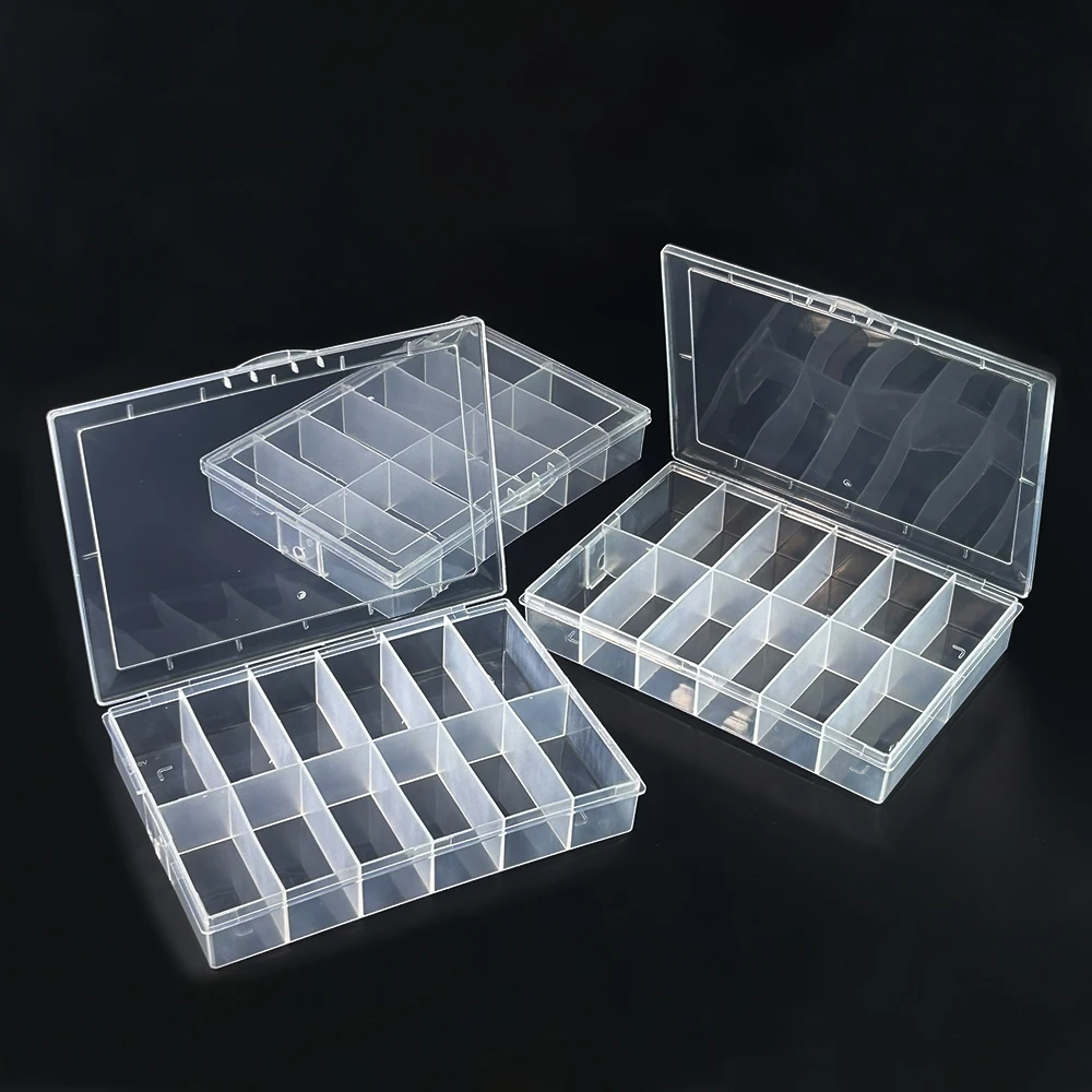 

5pcs/set 12 Grids Clear Organizer Box Plastic Storage Container for Craft Beads Small Parts Nail Art Accessories Tips Empty Case