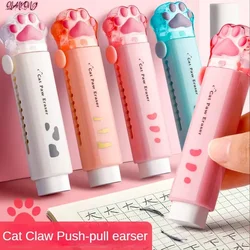 Kawaii Push-pull Design Cat Paw Portable Rubber Eraser Cute Student Correction Tool Kids School Office Supplies Gift Stationery