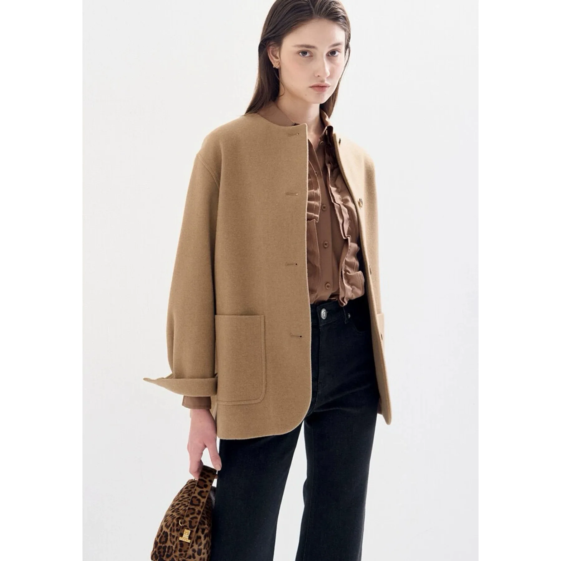 

Лимонный сыр LAN25, осенне-зимнее шерстяное пальто ручной работы, круглое универсальное женское пальто средней длины, верхняя одежда для поездок на работу