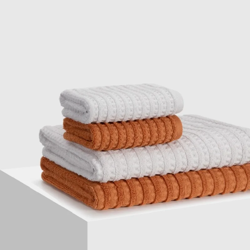 

Quick Dring Cotton Towel Set 2pcs 3D Grid Large Bath Towels for The Body Hand Towels Washcloth Absorbent Home Hotel Bathroom Set