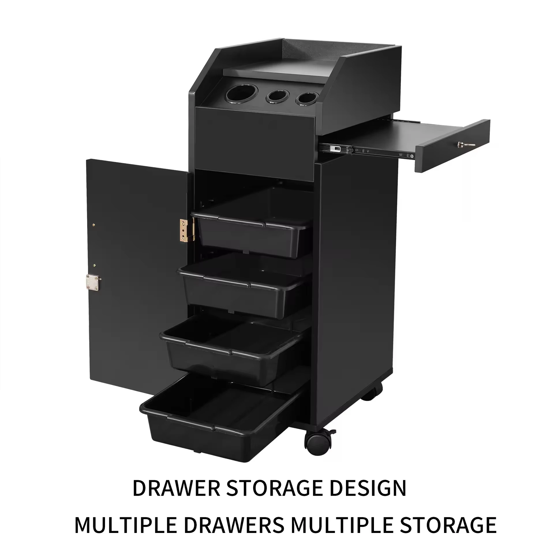 Hot Selling Modern Multi-Functional Wood Salon Storage Trolley Cart with Soap & Bar Storage Portable Multi-Layer Racks