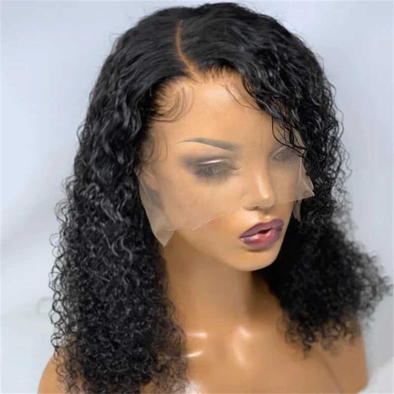 

26 Inch Preplucked Long Kinky Curly 180% Density Black Lace Front Wig For Women With Baby hair Heat Temperature Glueless Daily