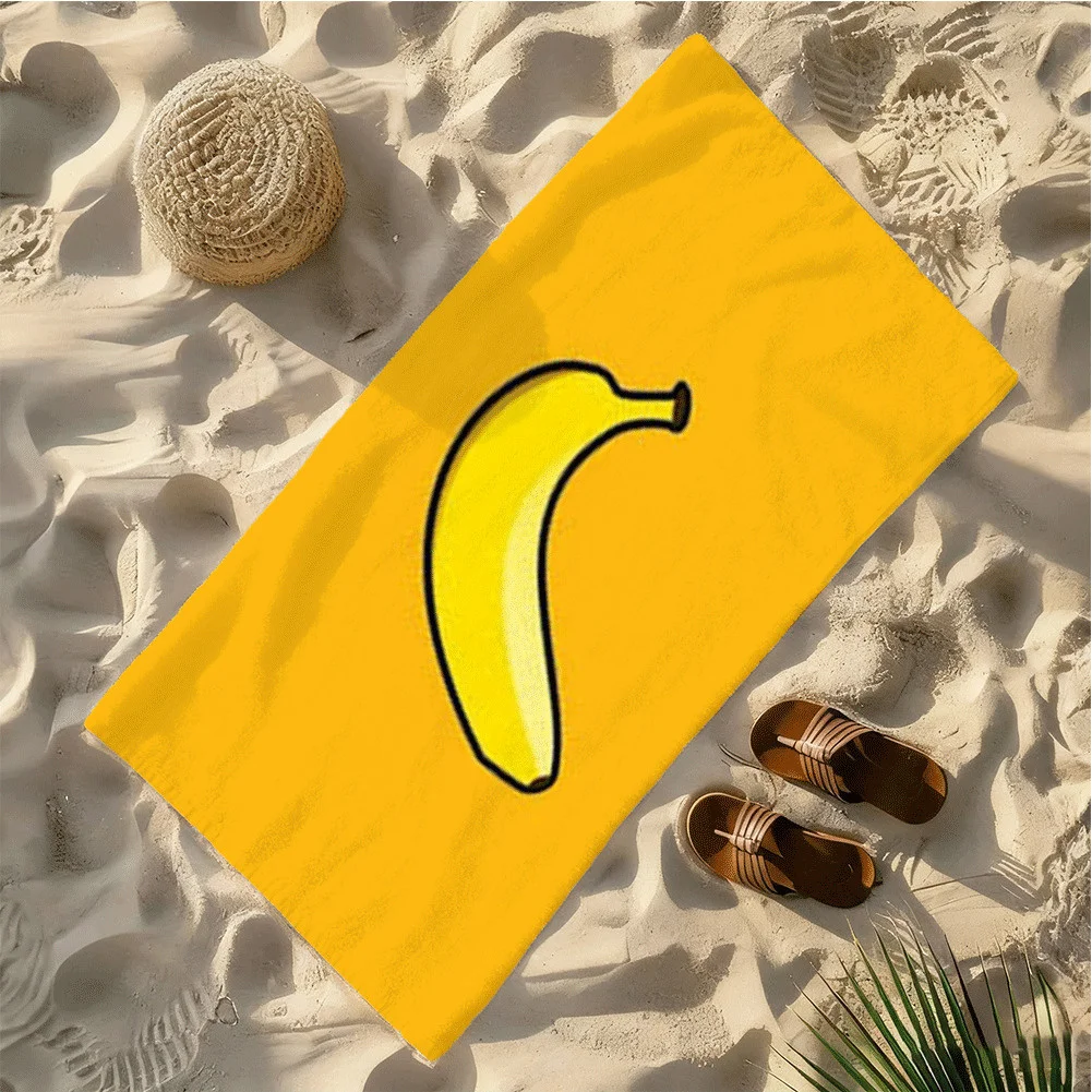 Playful Banana Print High-definition Digital Beach Towel with Yellow Background Quick-drying and Soft, Suitable for Pool Yoga