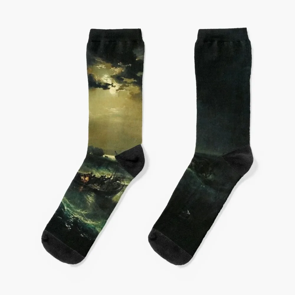 Joseph Mallord William Turner - Fishermen at Sea Socks warm winter cute Socks Men Women's