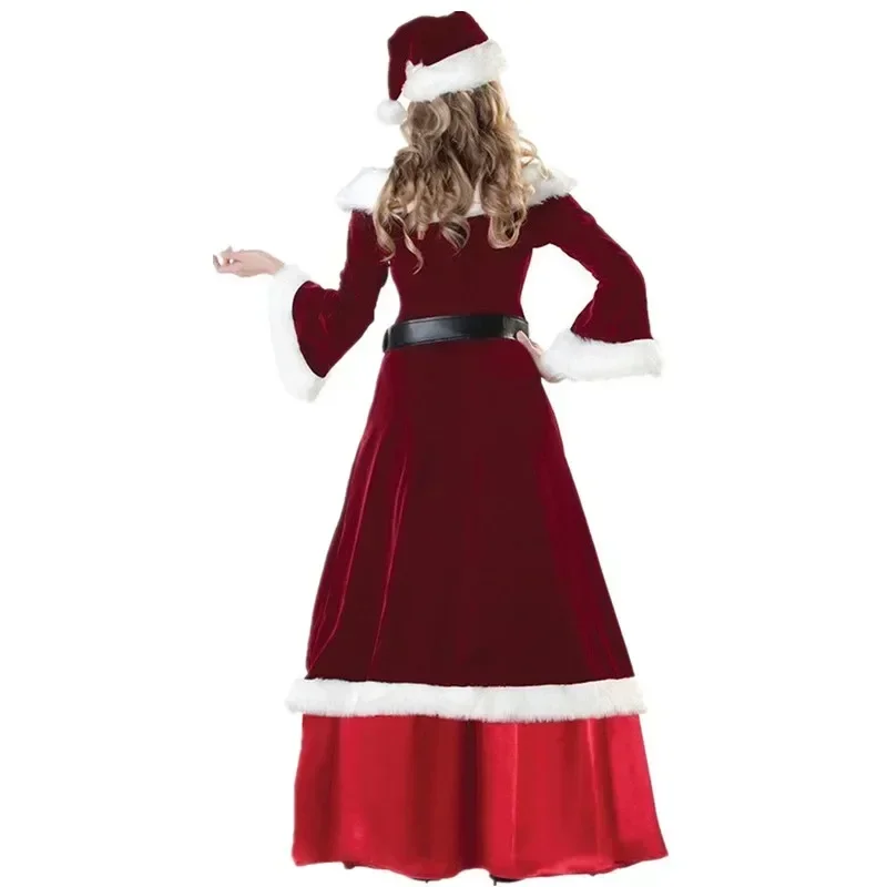 Deluxe Classic Mrs.Claus Kerst Kostuum Xmas Party Santa Claus Cosplay Vrouwen Rode Jurk Kerst Koningin Carnaval Feestjurk