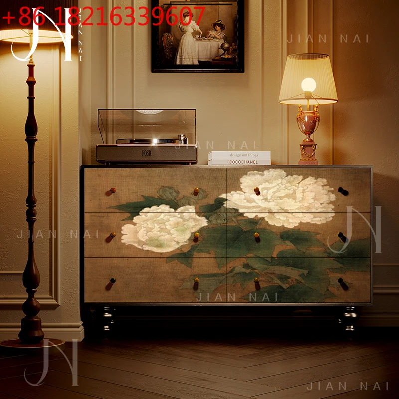 

Французский китайский стиль, пять ведер, шесть сундука, твердая древесина, пион, цветущий комод, гостиная, против