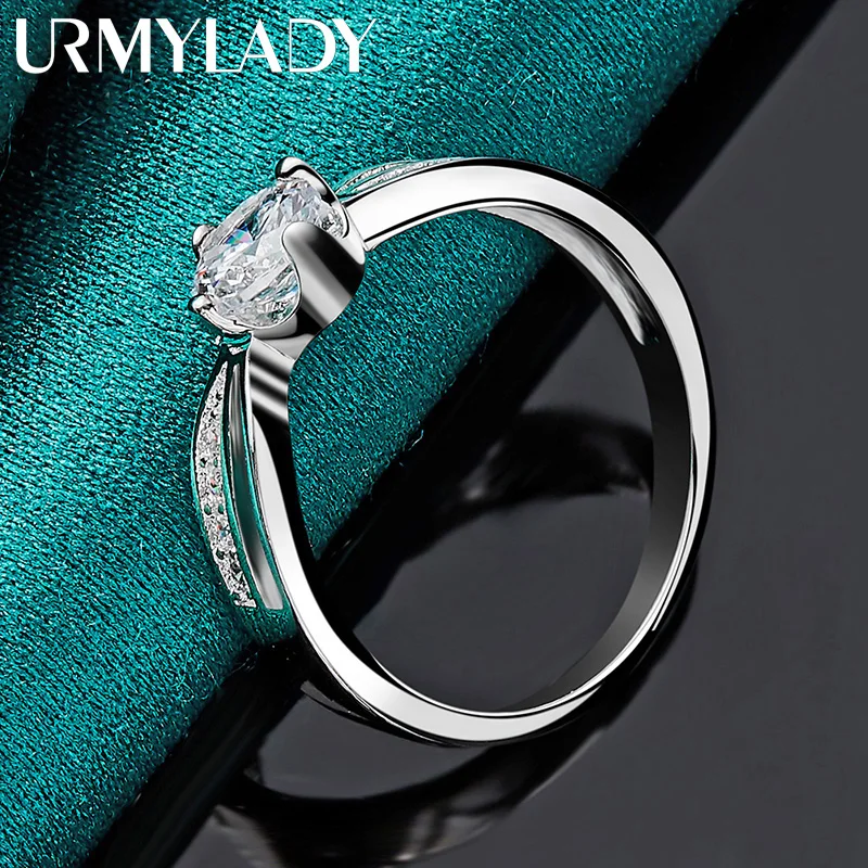 URMYLADY 925 Sterling Silver Dazzling Zircon 7-10# Ring For Women Wedding Party Fashion Charm Jewelry