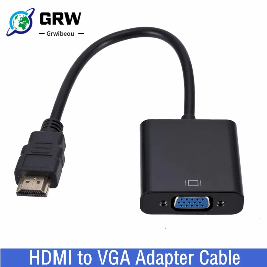 

Адаптер Grwibeou 1080P HDMI-совместимый к VGA цифровой аналоговый HDMI-совместимый конвертер мама-папа VGA для ПК и ноутбуков