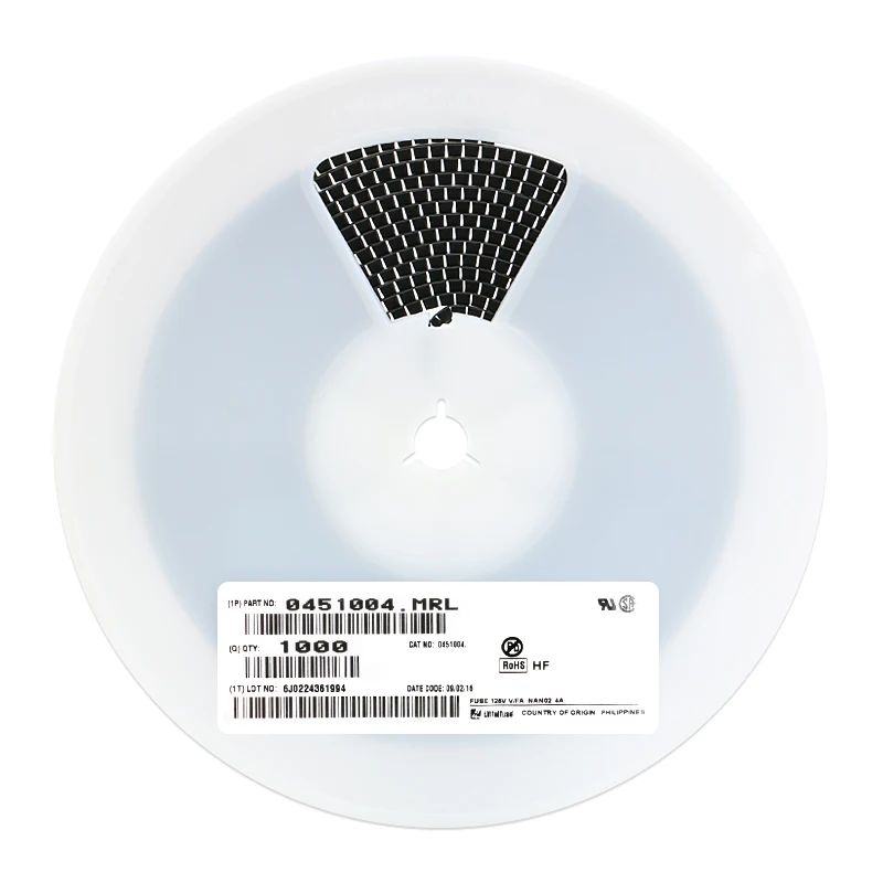 1/50 Uds fusible de parche 1808 4A fusible de parche importado LF 1A fusibles rápidos 0451001.MRL pies dorados