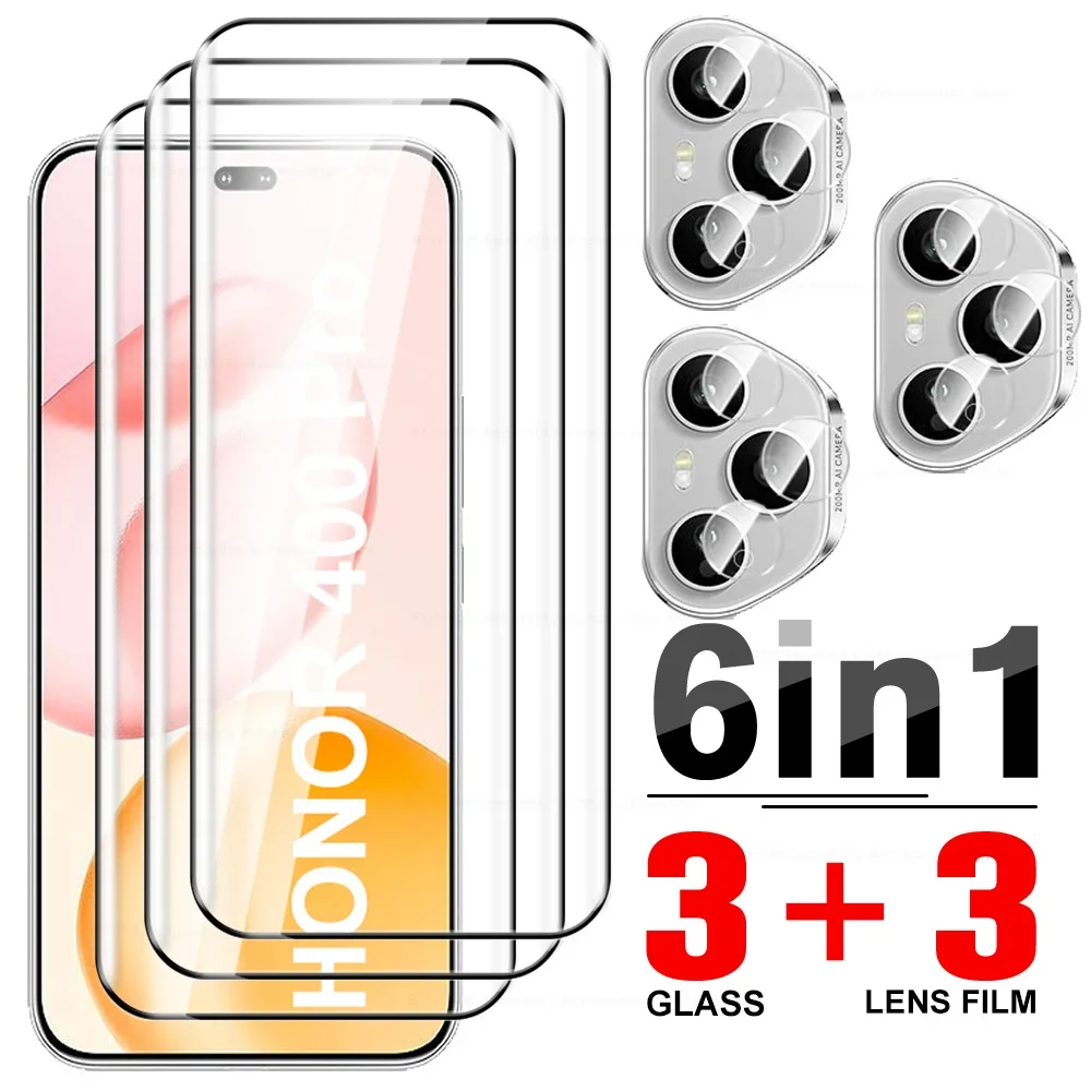 6in1 9D Curverd زجاج واقي لهاتف Honor 400 Pro واقي للشاشة Honar 400Pro Honor400 Pro 2025 6.7 بوصة زجاج الكاميرا #1