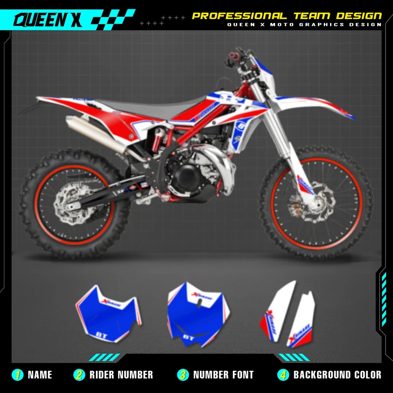 QUEEN X MOTO Motorcycle Team Graphics Decal Sticker Kit For BETA  Xtrainer 2020 2021 2022  005