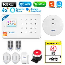 KERUI W184 Tuya Security Protection Smart Home GSM 4G WIFI Alarms Anti Theft Security Alarm System Kit Sensor 6 Languages Garage