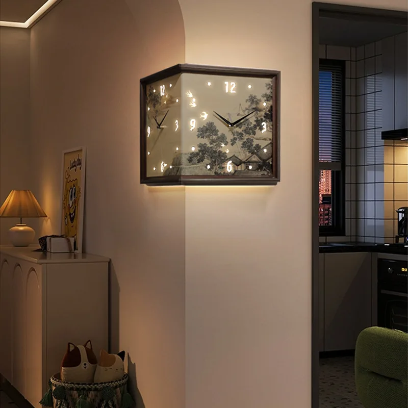 

Двусторонние угловые часы, настенные часы для гостиной, угловые настенные часы без сверления