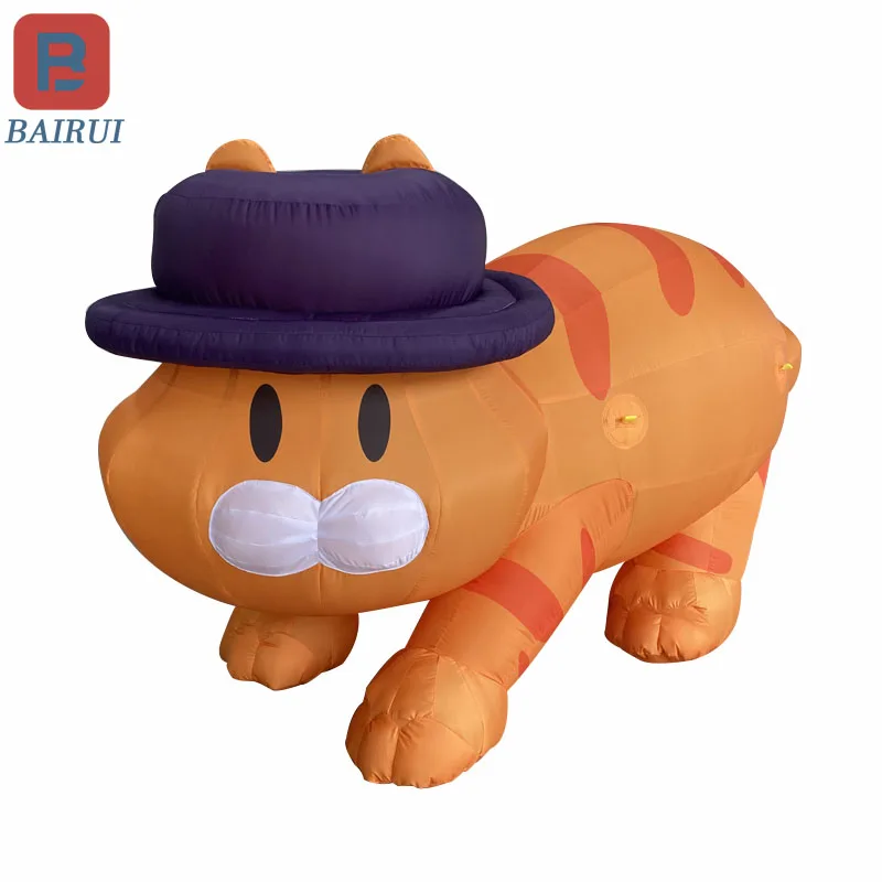 Giant inflatable cat model crawling hat orange cat cute mascot advertising props can be customized