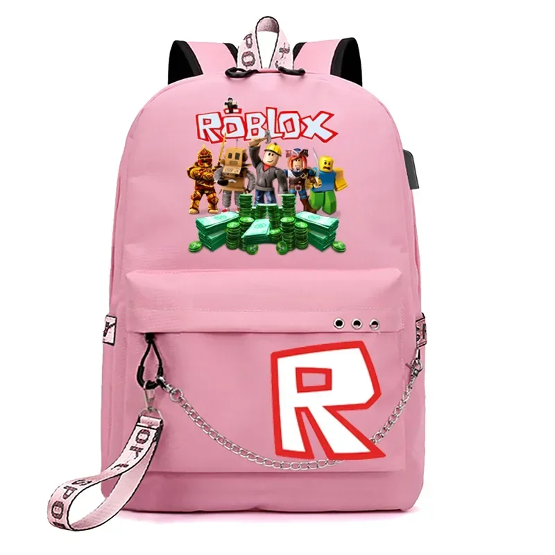 حقيبة ظهر للكمبيوتر المحمول مطبوع عليها رسوم كرتونية من Roblox Game للجنسين، حقيبة سفر عصرية هدية عيد الميلاد للطلاب والملاعبين #2