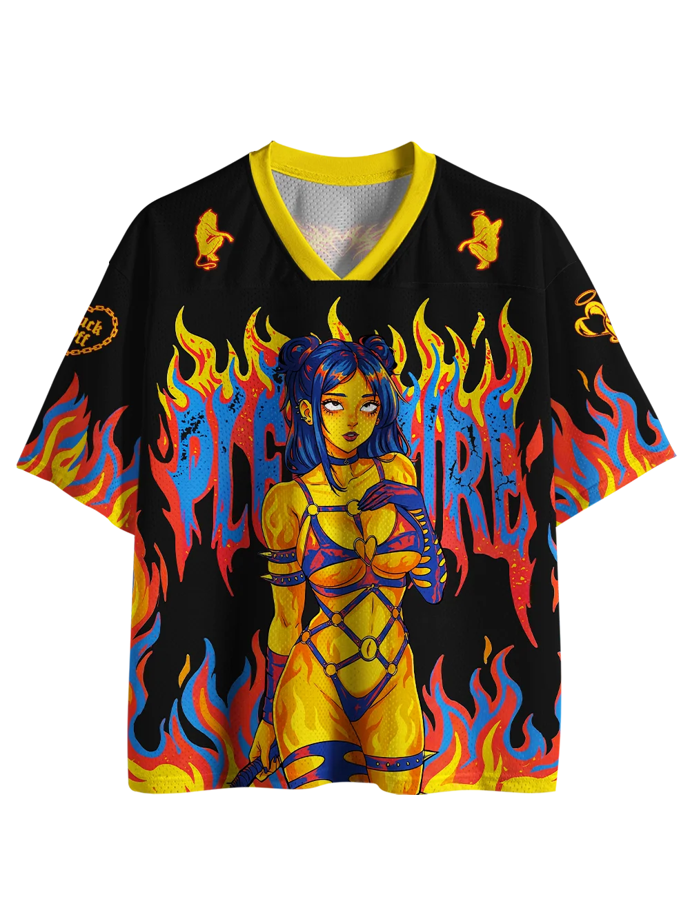 Men's and Women's Summer Fashion Printed Street New V-neck Mesh Casual Outdoor Sports Y2K Quick Drying T-shirt Halloween
