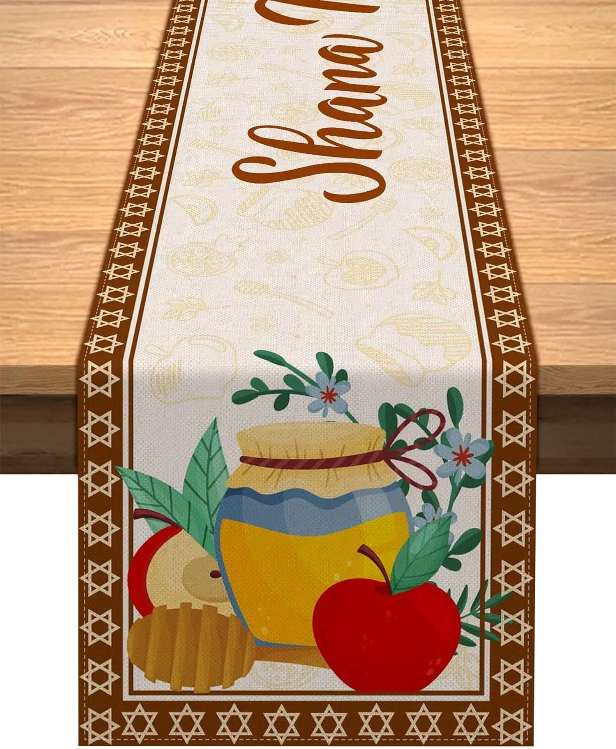 Shana Tova Linen Table Runners Rosh Hashanah Jewish New Year Holiday Party Decorations Washable Kitchen Dining Room Table Decor