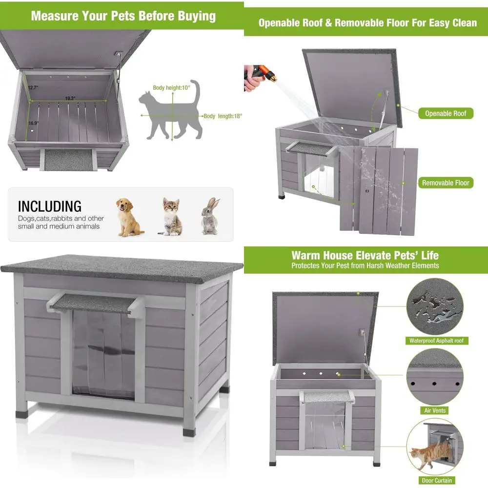 

Прочная деревянная уличная будка для кроликов, кошек и морских свинок - всепогодное укрытие