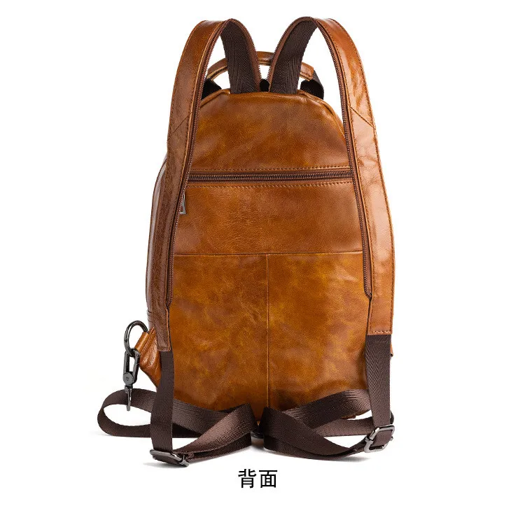 2026 New Retro Men Mini Backpack Genuine Leather Multifunctional Bag First Layer Cowhide Handmade Male Chest Bags Travel Bag view 5