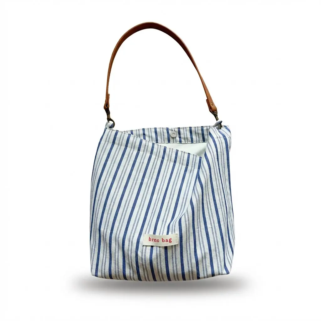 

Женская сине-белая полосатая холщовая сумка через плечо, повседневная сумка-тоут с ремнем, вместительная сумка для ежедневных поездок и шопинга