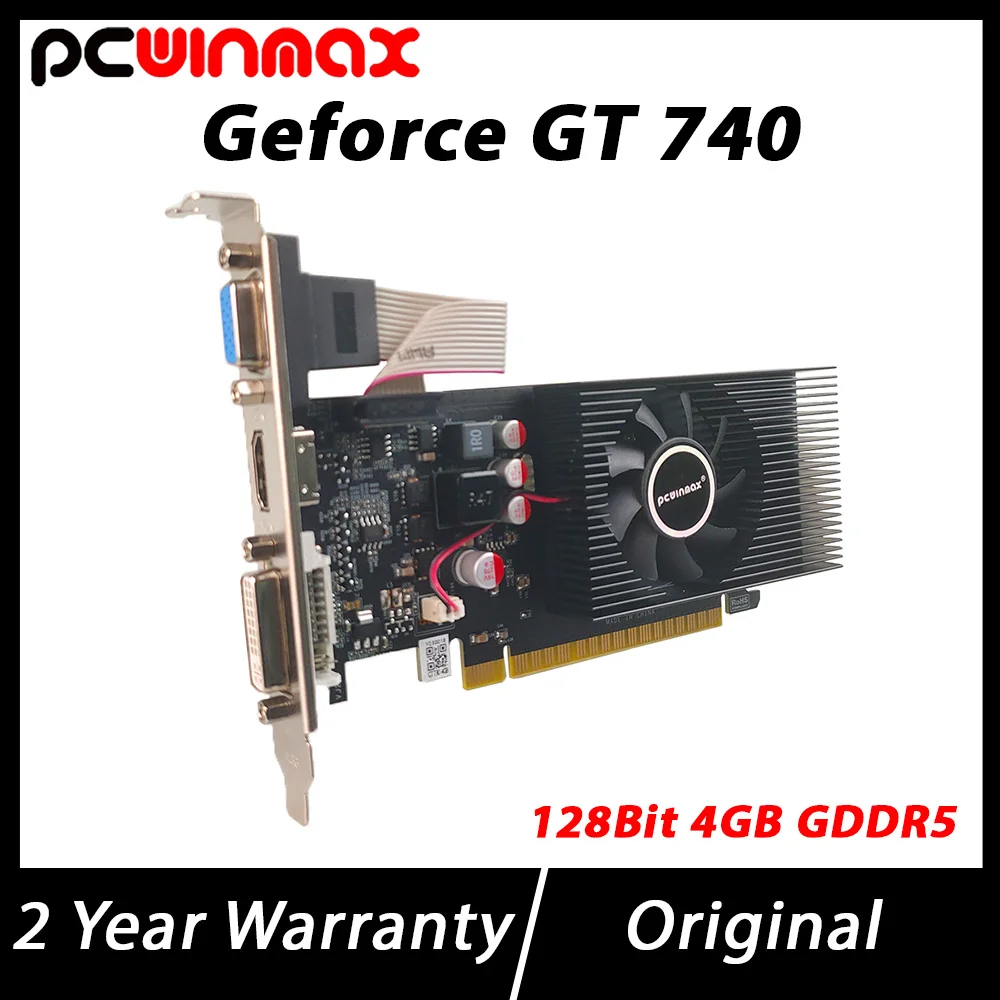 

PCWINMAX Geforce GT 740 2GB DDR5 128Bit New Graphic Card Low Profile GPU Original GT740 for Desktop PC