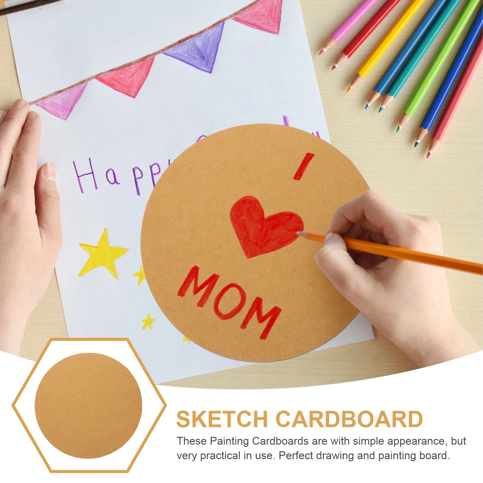 

40 Pcs Round Hand Made Cardboard Painting Small Cardstock Circle Square