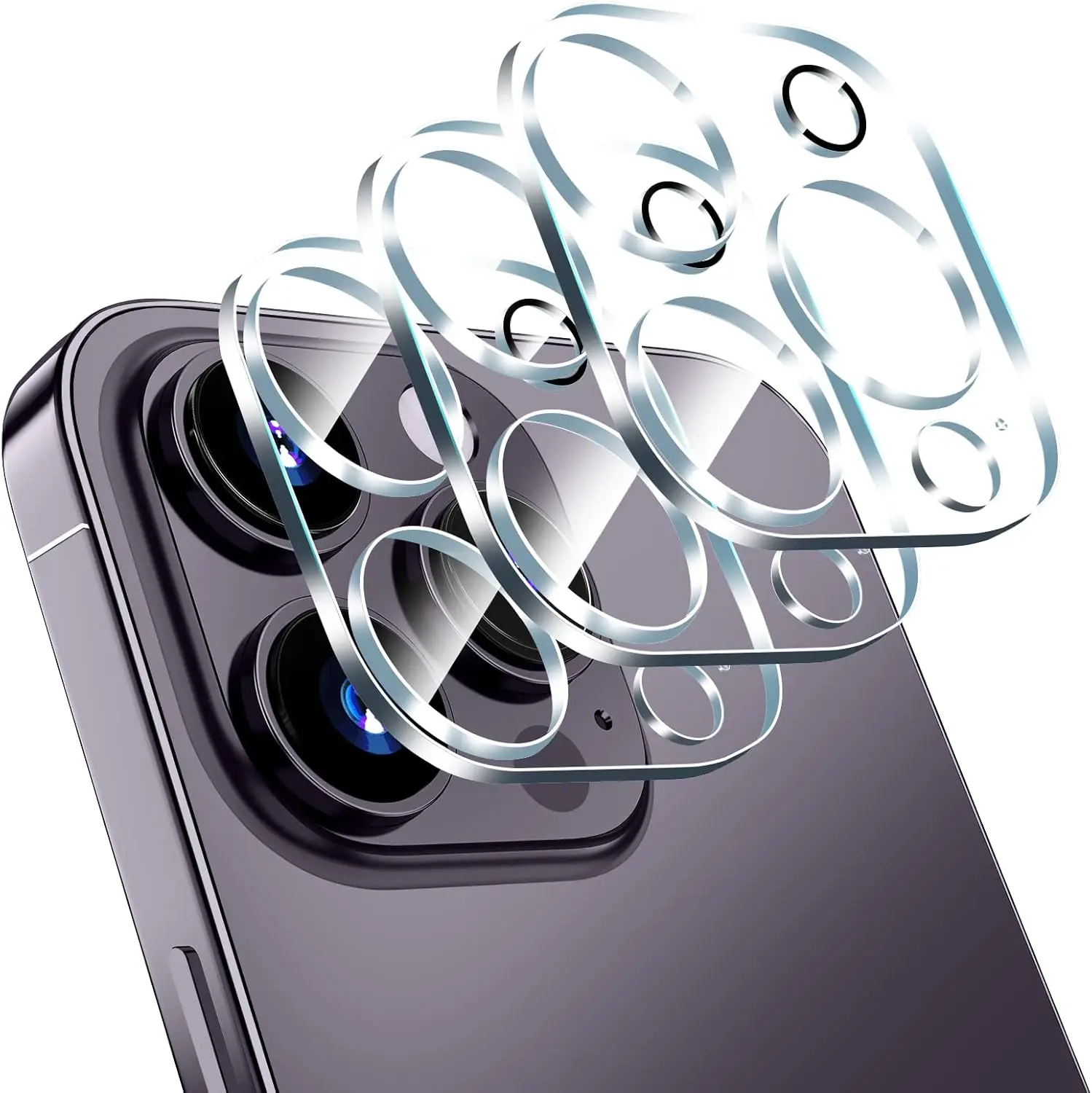 

Camera Lens Protector for iPhone 16 Pro / 17 Pro for iPhone 16 Pro Max 17 16 15 14 13 12 9H Tempered Glass with Anti-Flash Ring