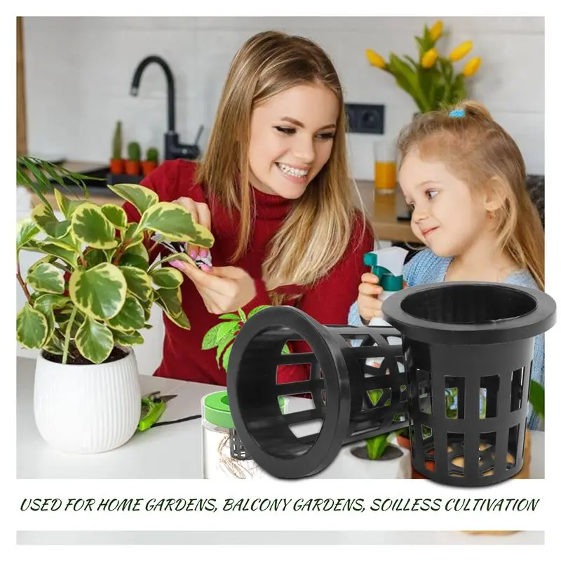 Exquisite-100 Pack 1.96 Inch Net Cups Slotted Mesh Wide Lip Filter Plant Net Pot Bucket Basket For Hydroponics Aquaponics Orchid