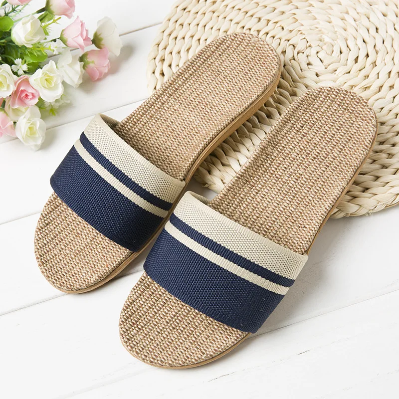 Sommer Leinen Hausschuhe rutsch feste atmungsaktive Schuhe Universal Open-Toe Home Sandalen für alle Jahreszeiten – Detail 8