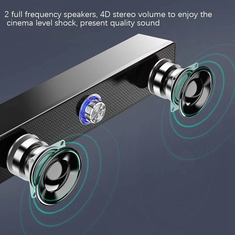 Home Theater HIFI Portable Wired Speakers Stereo Bass Sound Bar USB Subwoofer Work for Computer TV Phone-A09I