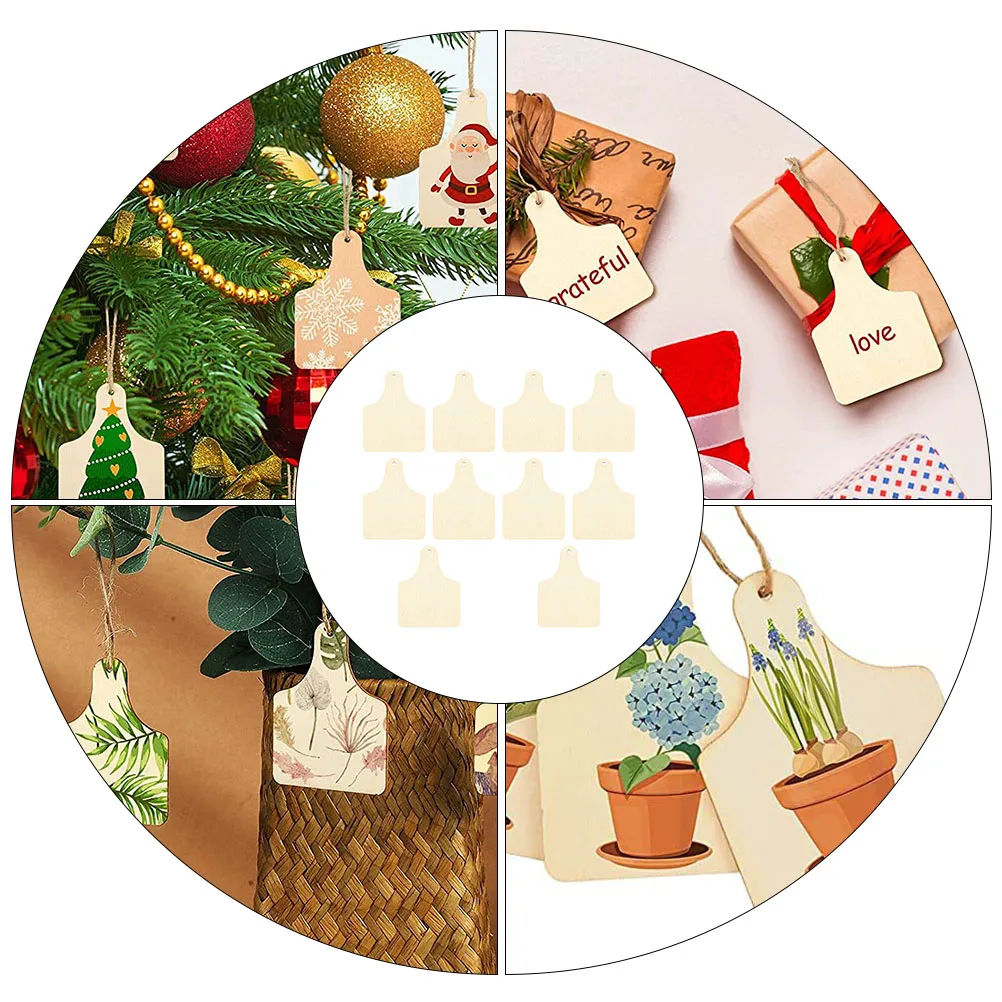 

40pcs Gift Tag Blank Wooden Tag Blank Slices Decorative Hanging nament Rustic DIY Craft Project Khaki Paintable Label