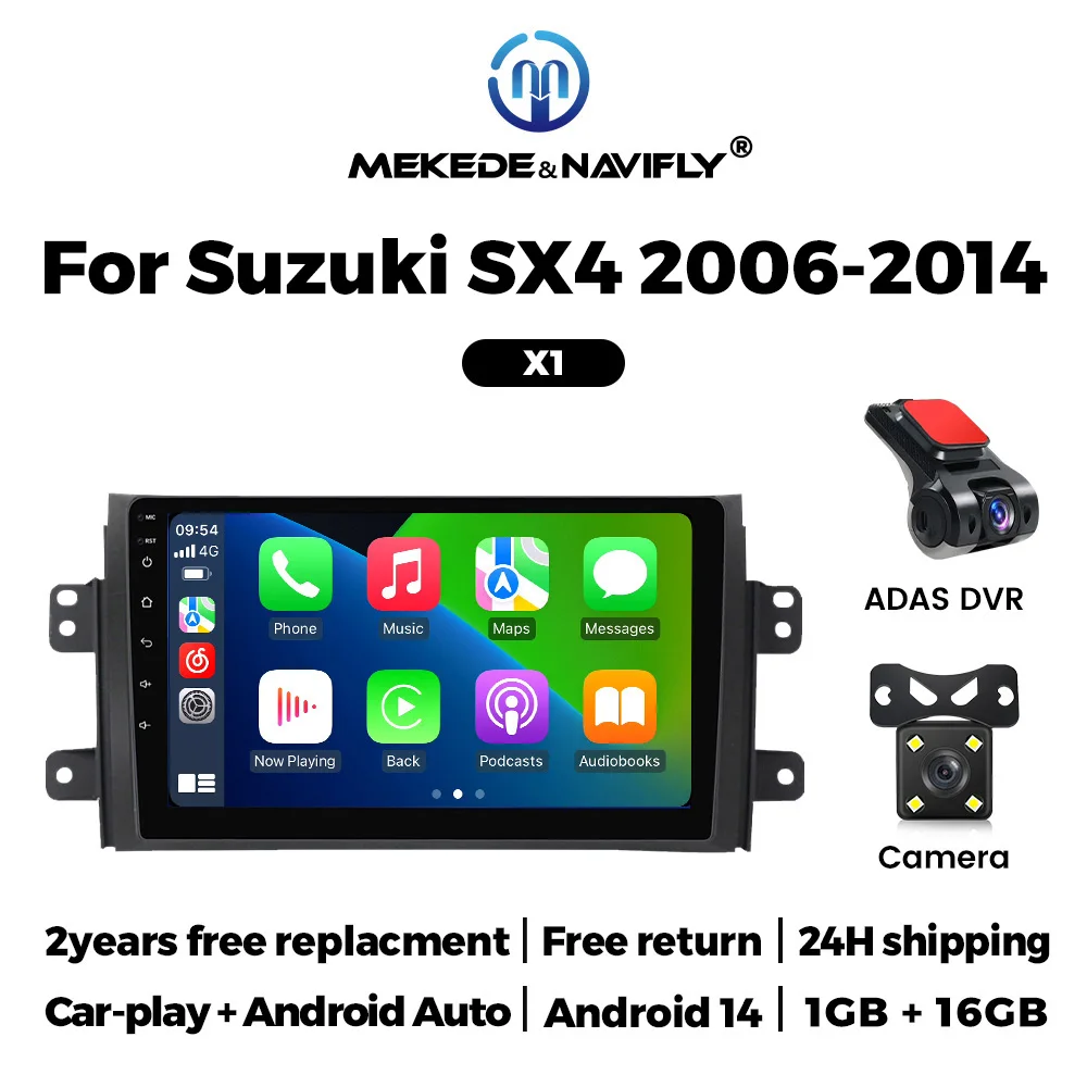 MEKEDE Android Scherm Autoradio Stereo Voor Suzuki SX4 2006-2014 Draadloze Carplay Auto WIFI BT RDS Auto Multimedia Video speler