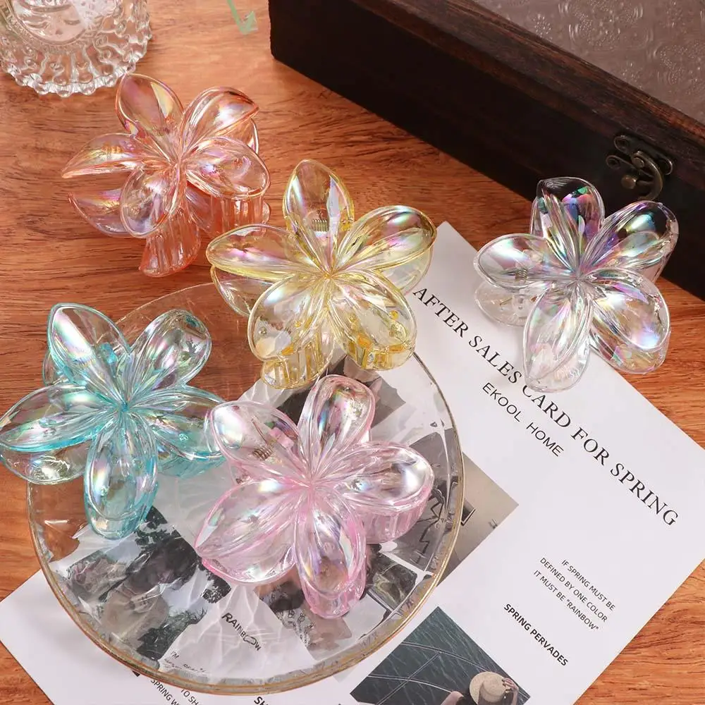 

Personalized Hairpin Flower Hair Clip Plastic Grab Clip Transparent Hair Clip Korean Style Geometry Large Hair Claw Travel
