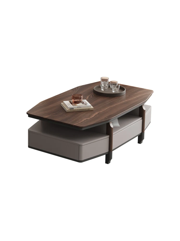 

Modern simple high-end TV cabinet coffee table combination double-layer solid wood TV cabinet