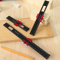 Aluminum Woodworking Tools Ruler T-Type Inch and Metric Scale Precision Ruler Metal Slide Stops Scribing Ruler
